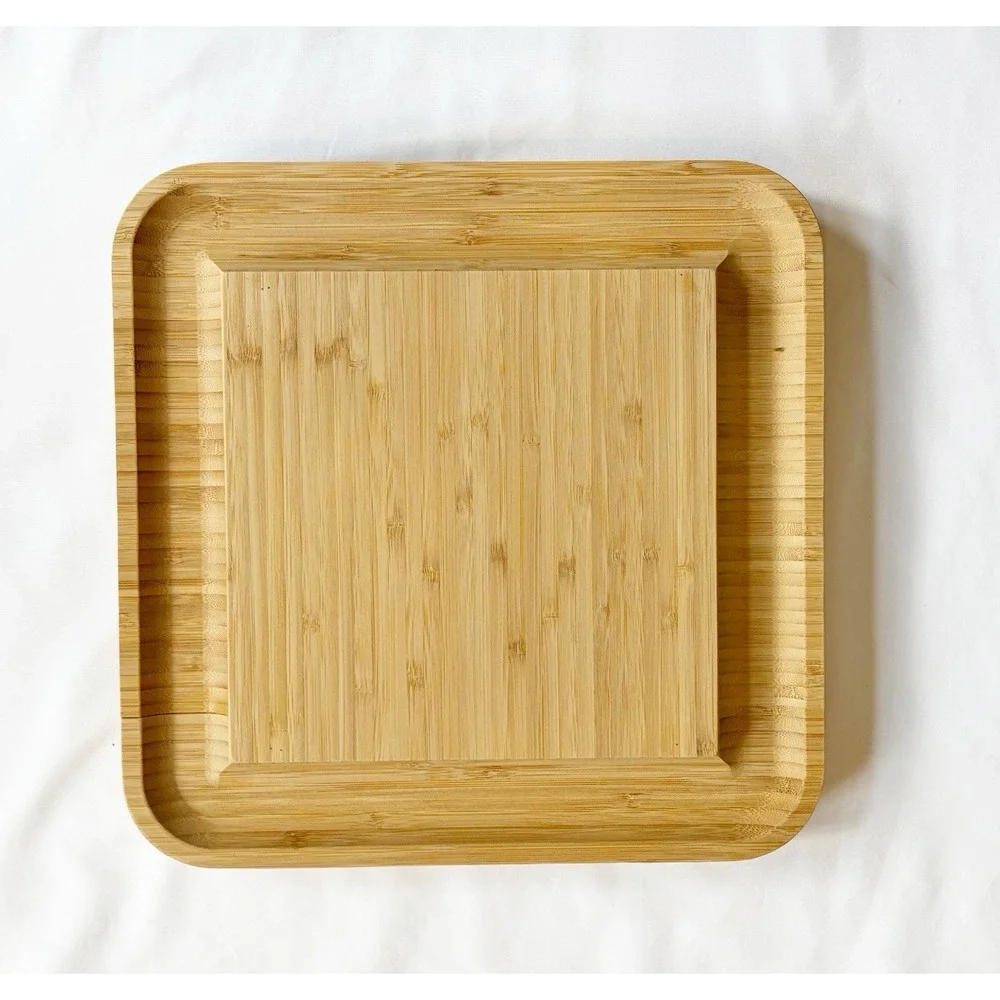 Bambusi Bamboo Cheese Board & Cutlery Set w/ Slide Out Drawer Six piece set
